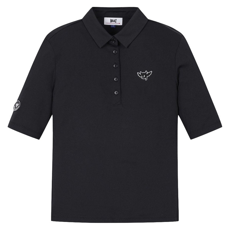WAAC Athletic Ribbed Slim Golf Polo Black – SS24 Women