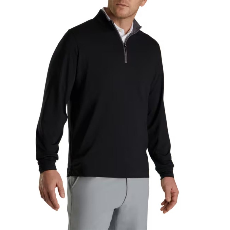 FootJoy Men’s Lightweight Solid Mid-Layer Black Pullover 25