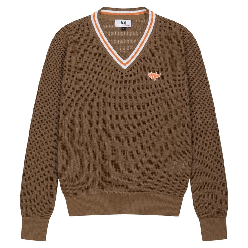 WAAC Mesh V-Neck Golf Sweater Light Brown – FW24 Women