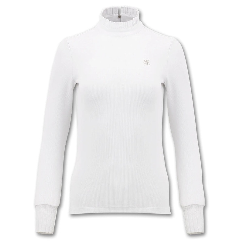 Fairliar Half High-Neck Ruffle Golf Mock White – FW23 Women