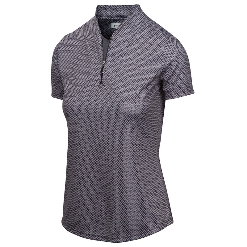 Greg Norman ML75 2Below Micro Paisley Zip Golf Polo Black – SS19 Women