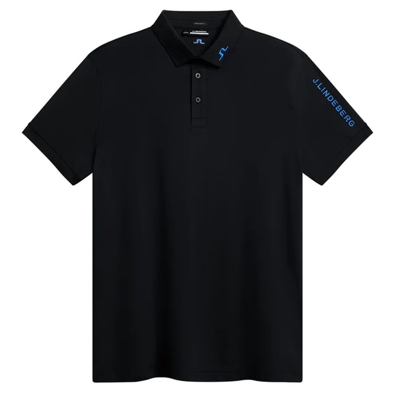 J.Lindeberg Tour Tech Reg Fit Golf Polo Black – SS24 Men