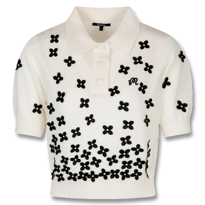 Malbon Lili Golf Polo Beige Cream Wool Cropped Top – SS25 Women