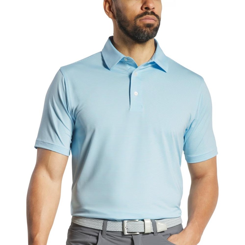 FootJoy Men’s Microfeeder Stripe Light Blue/White Polo 25