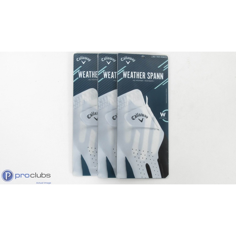 New! 3pc-Callaway Weather Spann Right Handed Women’s Large Golf Glove-344120