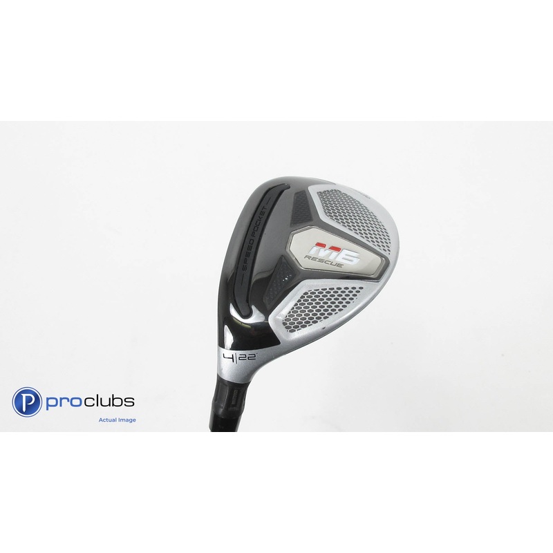 Nice! Left Handed TaylorMade M6 Rescue 22* 4 Hybrid – Atmos Red Reg Flex  338024