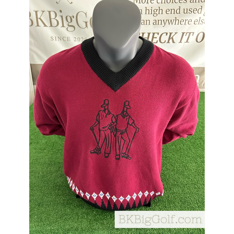 Vintage Pivot Rules 2 Fine Gentlemen Burgundy V Neck XL Sweater