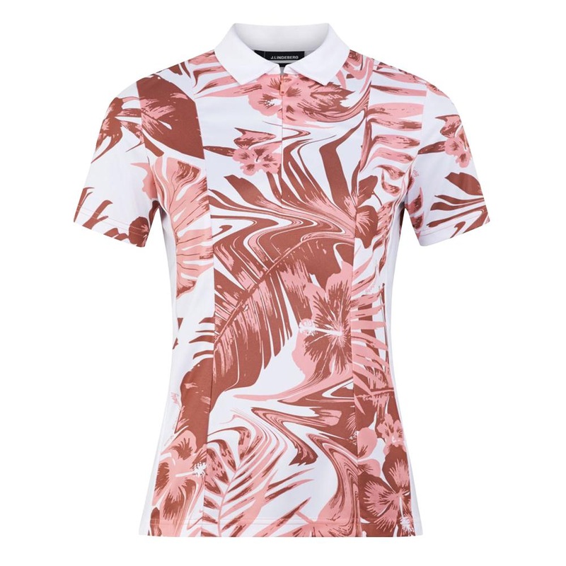 J.Lindeberg Evelina Print Golf Polo Hibiscus Pink – 23 Women