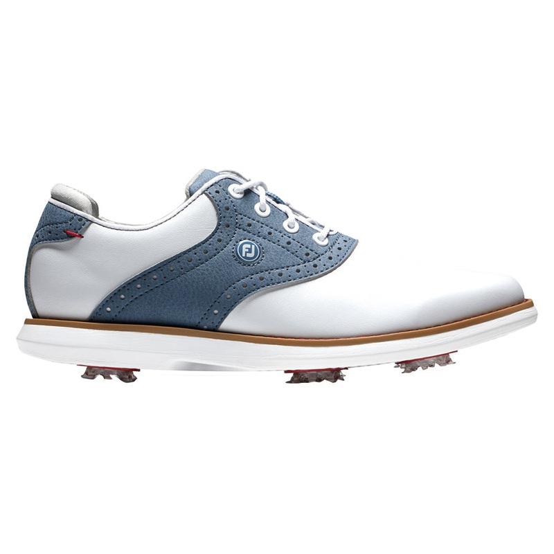 FootJoy FJ Traditions Golf Shoes Previous Season Style White/Blue/White – 21 Women