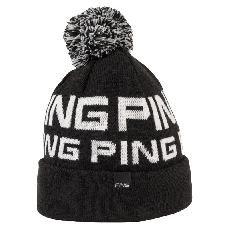 PING Logo Bobble II 214 Golf Beanie Black/White – 24 Men