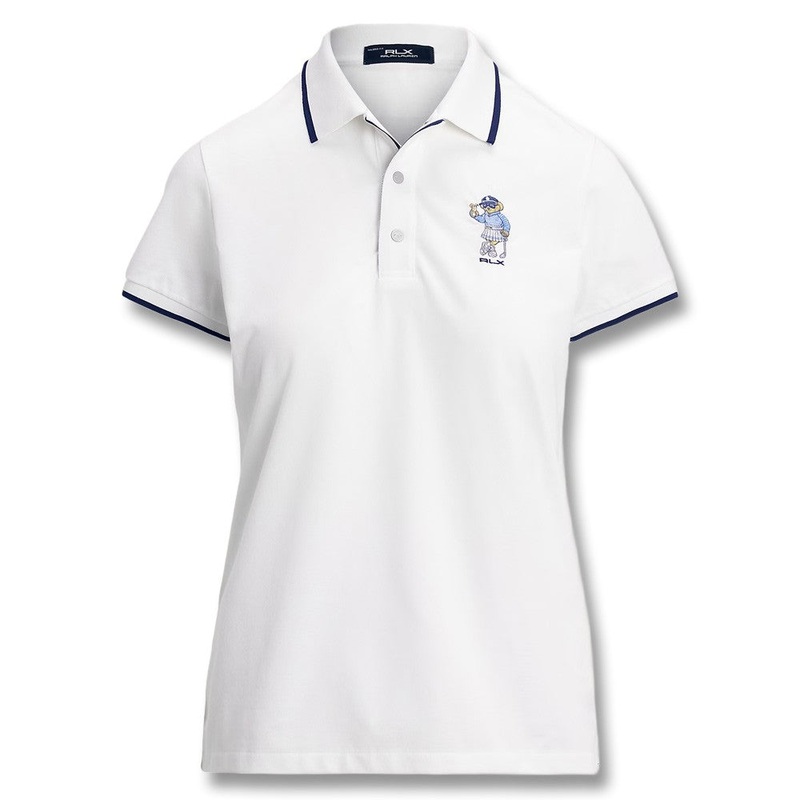 Ralph Lauren Tour Pique Novelty Bear Golf Polo (Tailored Fit) Ceramic White – SP25 Women