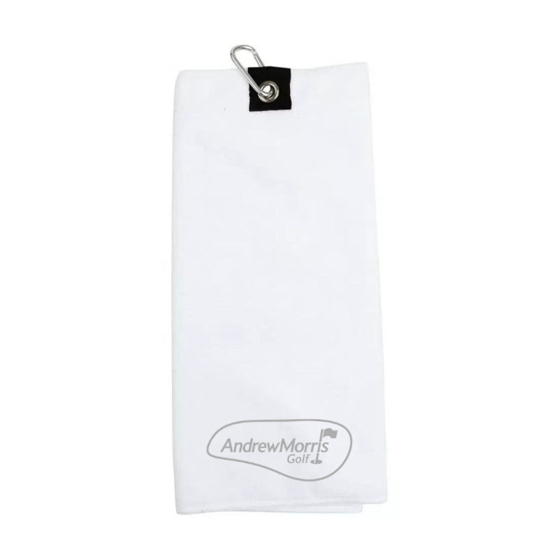 Andrew Morris Golf Embroidered Tri-Fold Towel – White
