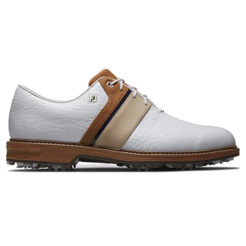FootJoy Premiere Series Packard LX Golf Shoes – White/Blue/Brown