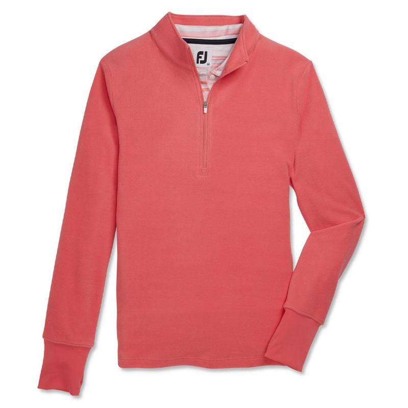FootJoy Half-Zip Fleece Mid Layer Golf Pullover Bright Coral – FA23 Women