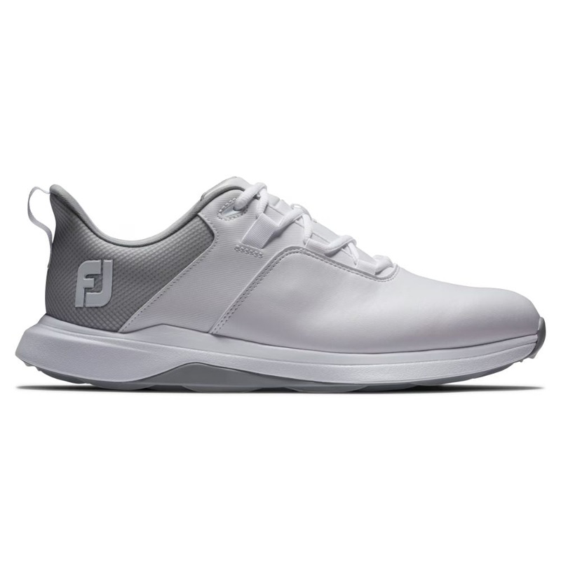 FootJoy Men’s ProLite Spikeless Laced Golf Shoes – White/Grey – Previous Season Style