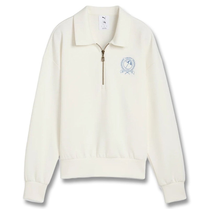 PUMA AP Collared 1/4 Zip Golf Pullover Warm White – SS25 Women