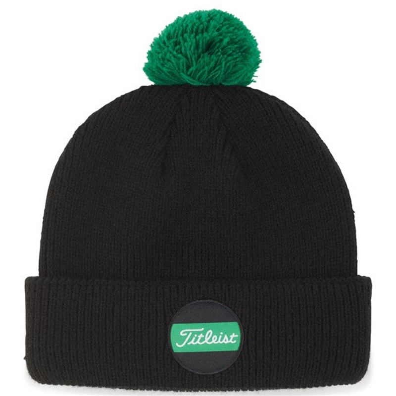 Titleist Shamrock Collection Boardwalk Pom Pom Golf Beanie – Black/green