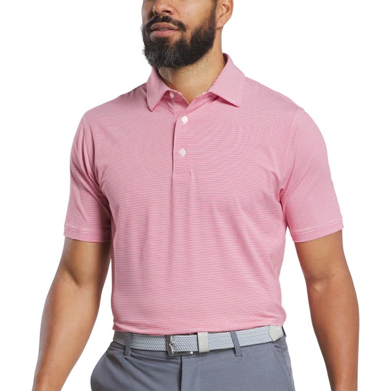 FootJoy Men’s Microfeeder Stripe Red/White Polo 25