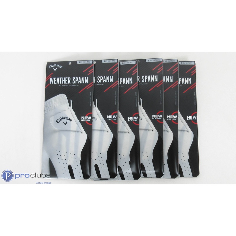 New! 6pc-Callaway Weather Spann Men’s Right Hand Small Golf Gloves-344094