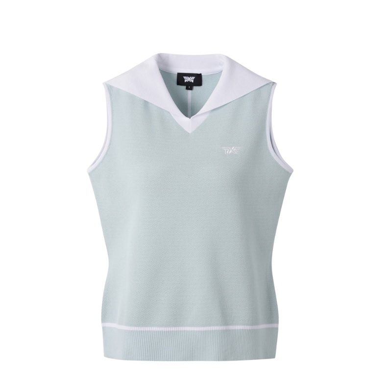 PXG KOREA WOMENS SUMMER COLLARED KNIT VEST
