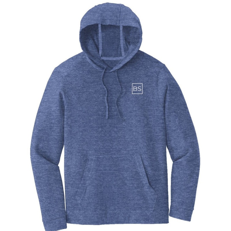 Black Square Triblend Fleece Hooded Pullover