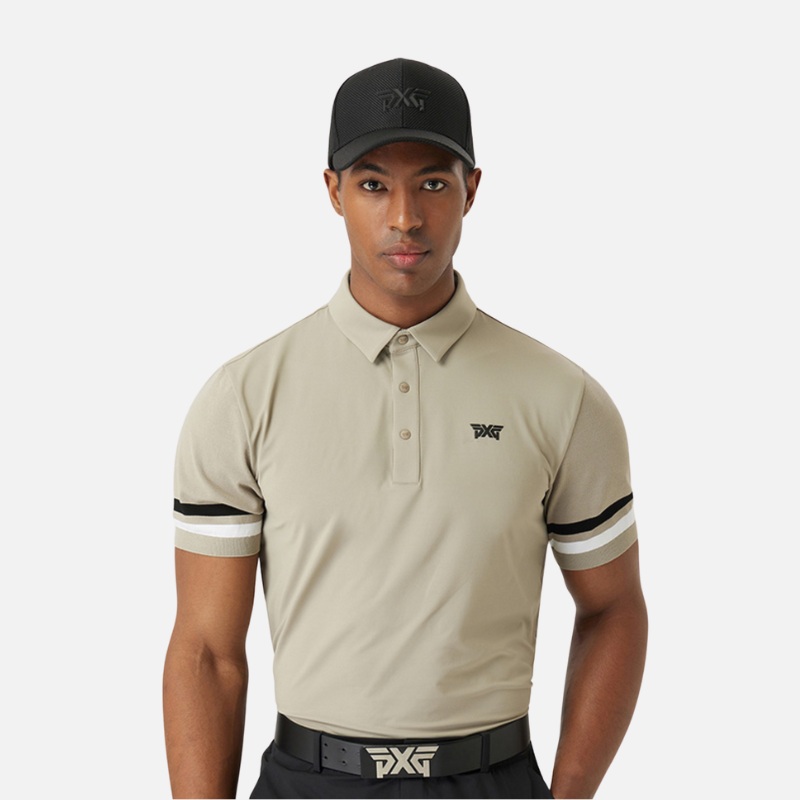 PXG KOREA MEN SUMMER KNITTED SLEEVE COLLAR SHORT-SLEEVE