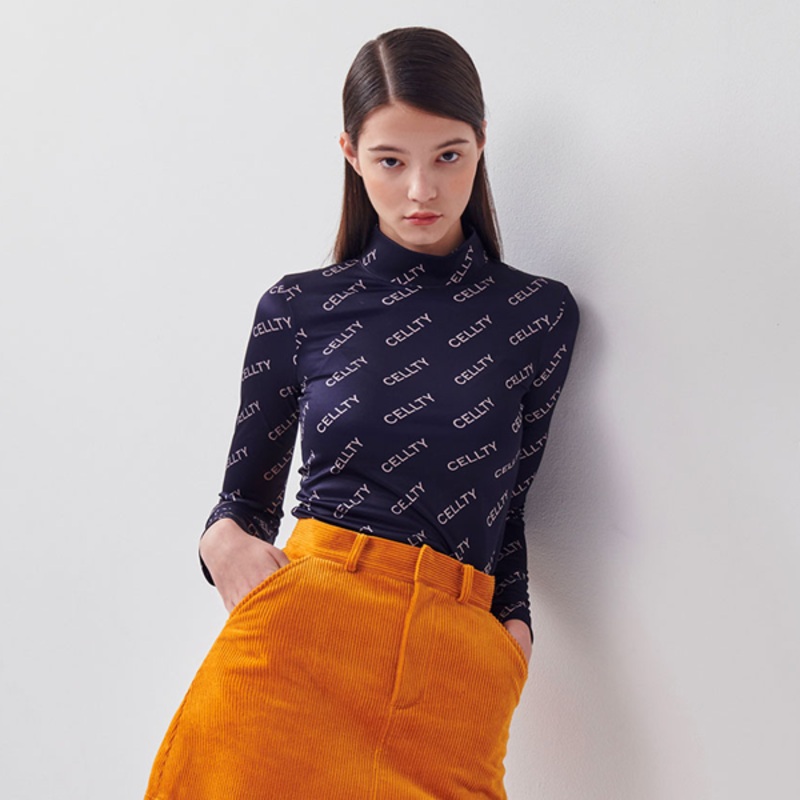 Cellty Mock-Neck Allover Sleeve Shirt