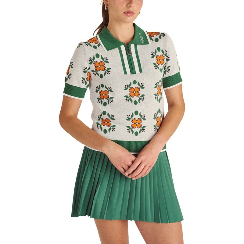 Malbon Lucia Quarter Zip Golf Polo Ivory Multi – SS25 Women