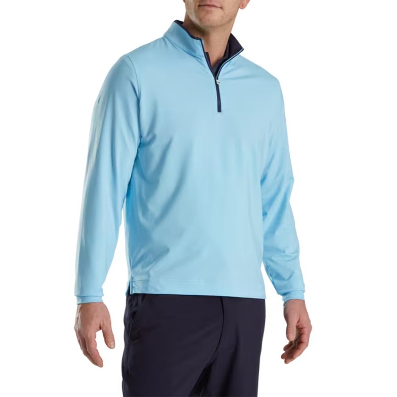 FootJoy Men’s Lightweight Solid Mid-Layer Light Blue Pullover 25