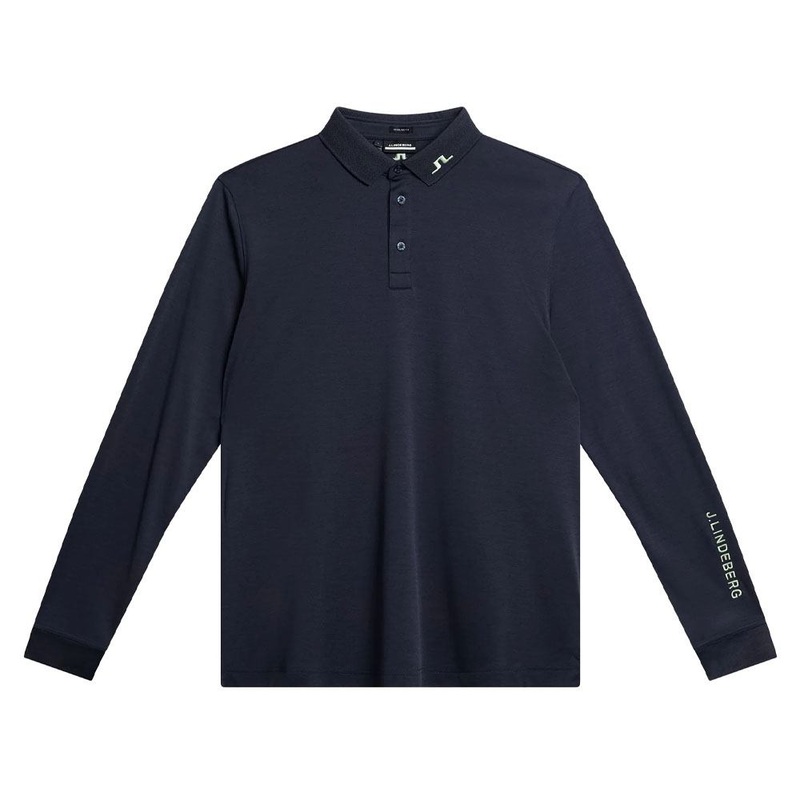 J.Lindeberg Tour Tech Longsleeve Golf Polo Navy Melange – SS24 Men