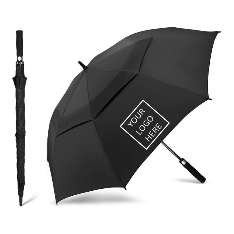 Corporate Logo Double Canopy Golf Umbrella – Black