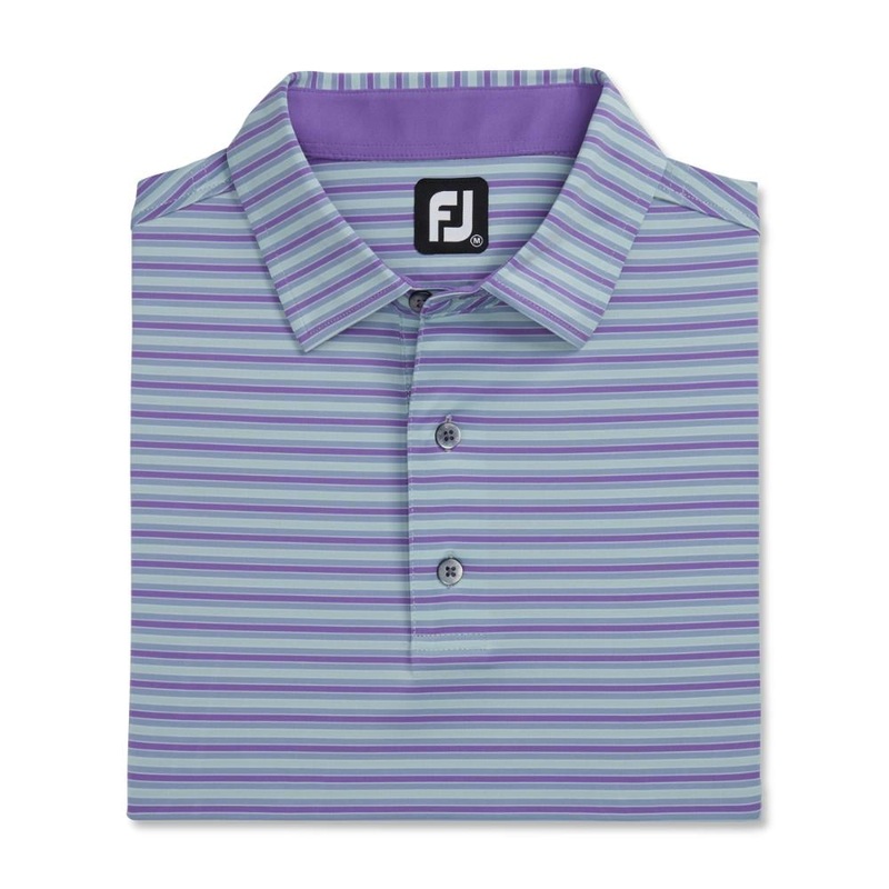 FootJoy Men’s Multi Stripe Lisle Polo – Storm/Thistle 24