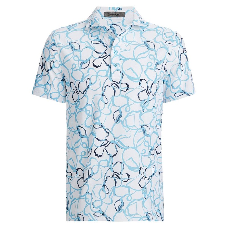 Gfore Watercolour Floral Tech Pique Golf Polo Fountain – 24 Men