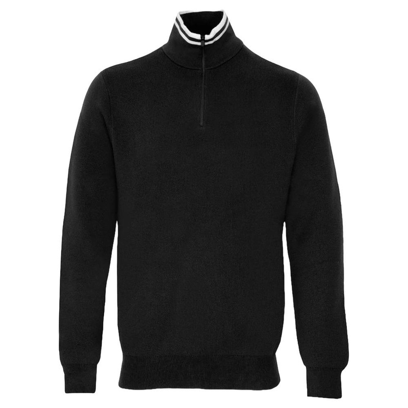 Malbon Evergreen Sorrel Knit 1/4 Zip Golf Pullover Black – FW24 Men