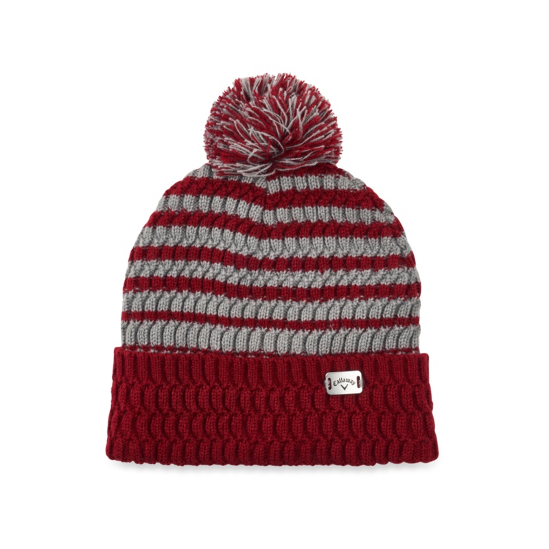 Callaway Pom Pom Golf Beanie – Red/Grey