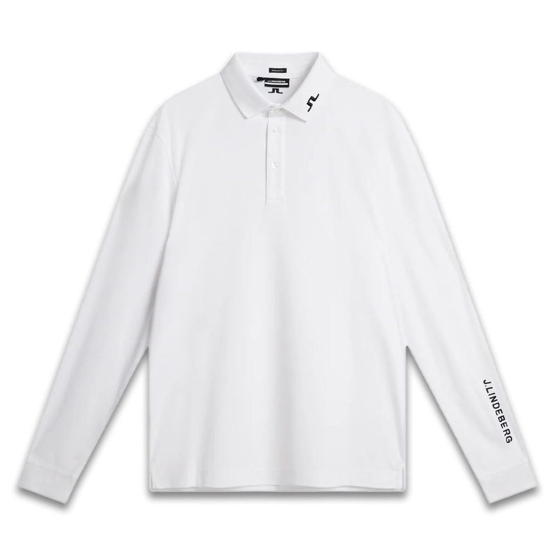 J.Lindeberg Tour Tech Longsleeve Golf Polo White – SS24 Men