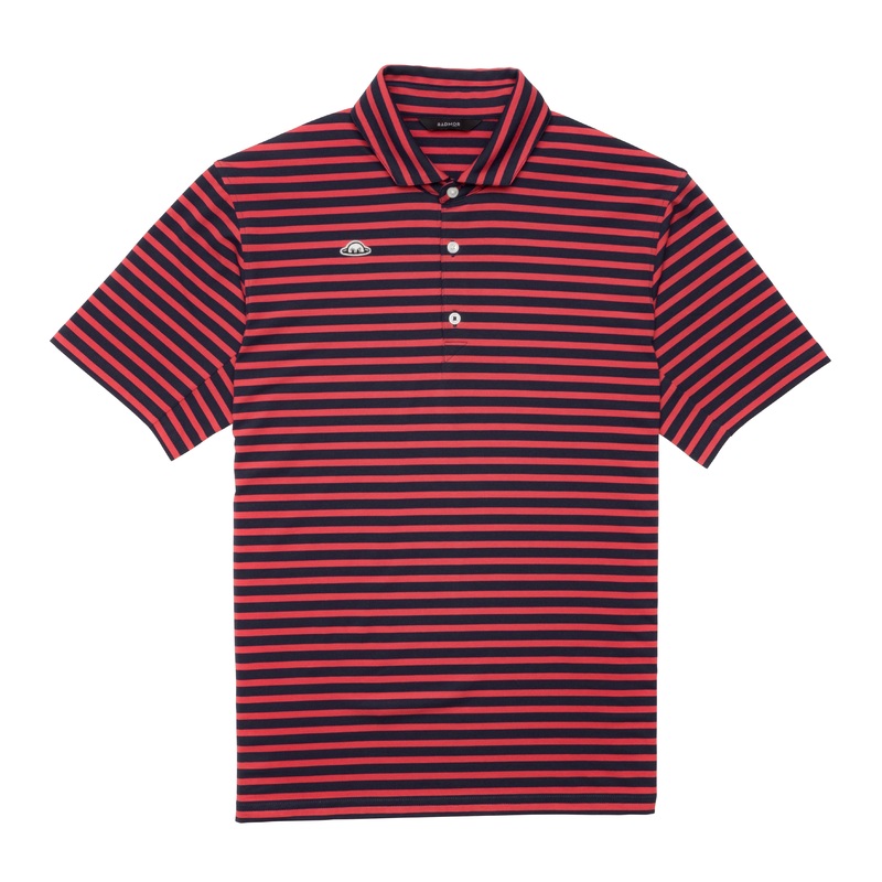 RADMOR Hudson Recycled Vintage Stripe Polo – Navy/Burn