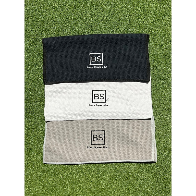 Black Square Golf Trifold Waffle Towel