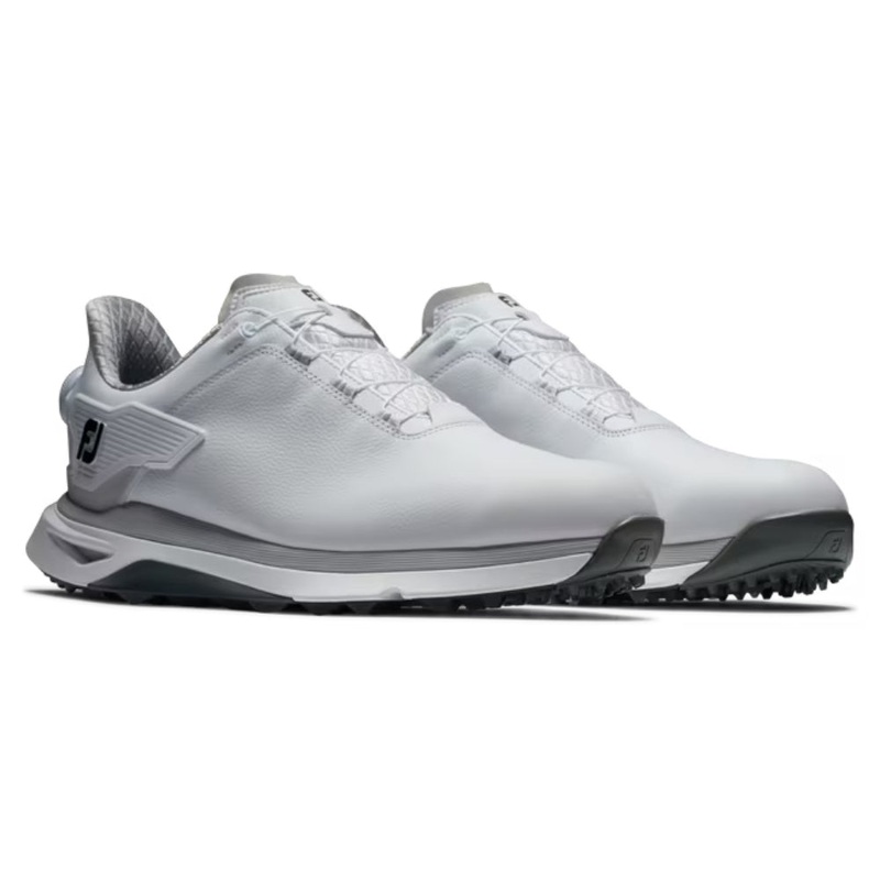 FootJoy Mens Pro/SLX BOA Spikeless Golf Shoes – White/White/Gray