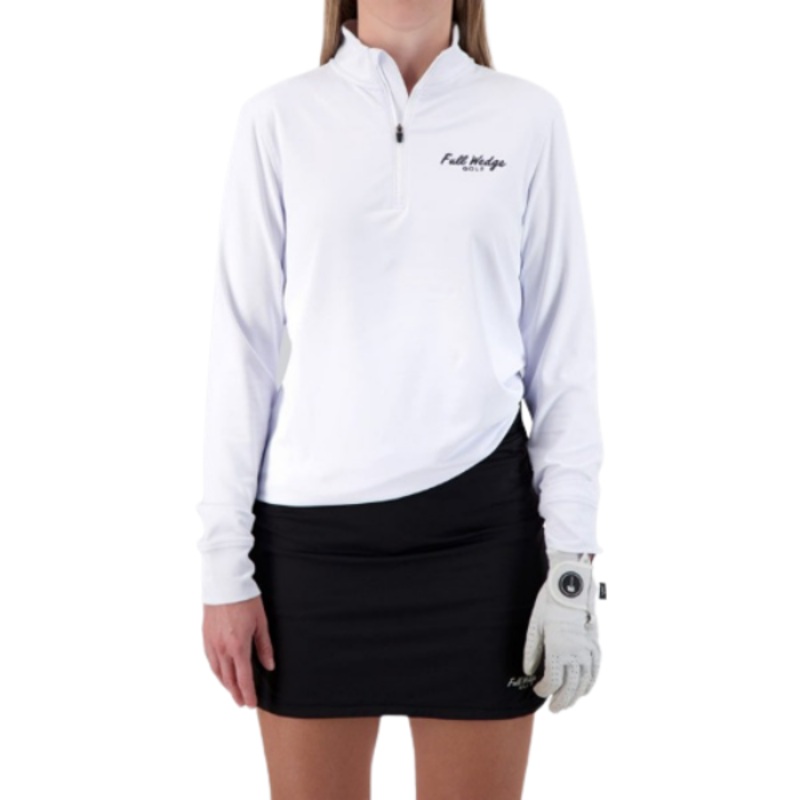 Full Wedge Golf – White Q-Zip – Womens