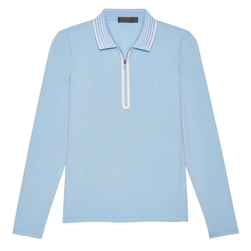 Gfore Featherweight Silky Tech Nylon Quarter Zip Golf Polo Sky – 23 Women