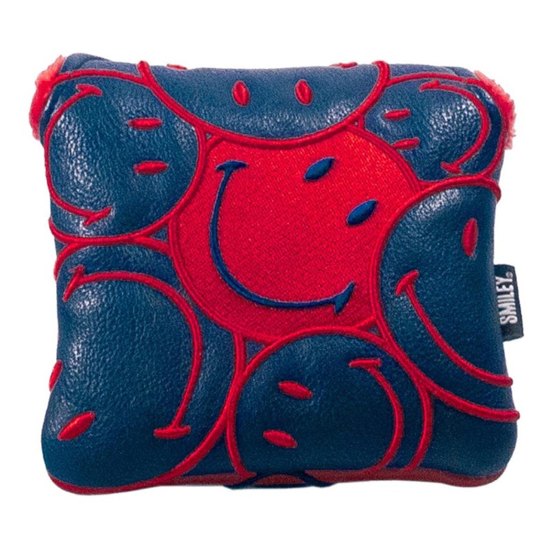 Smiley Originals Stacked Mallet Putter Headcover – Navy/Red