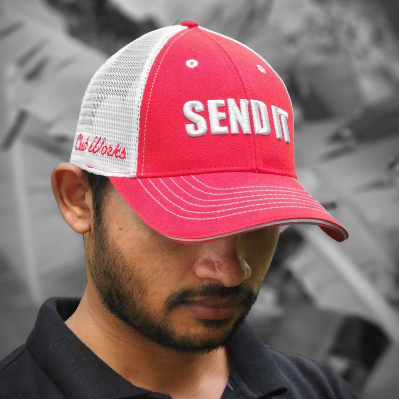 Snapback Trucker Slogan Cap “Send It” Blue