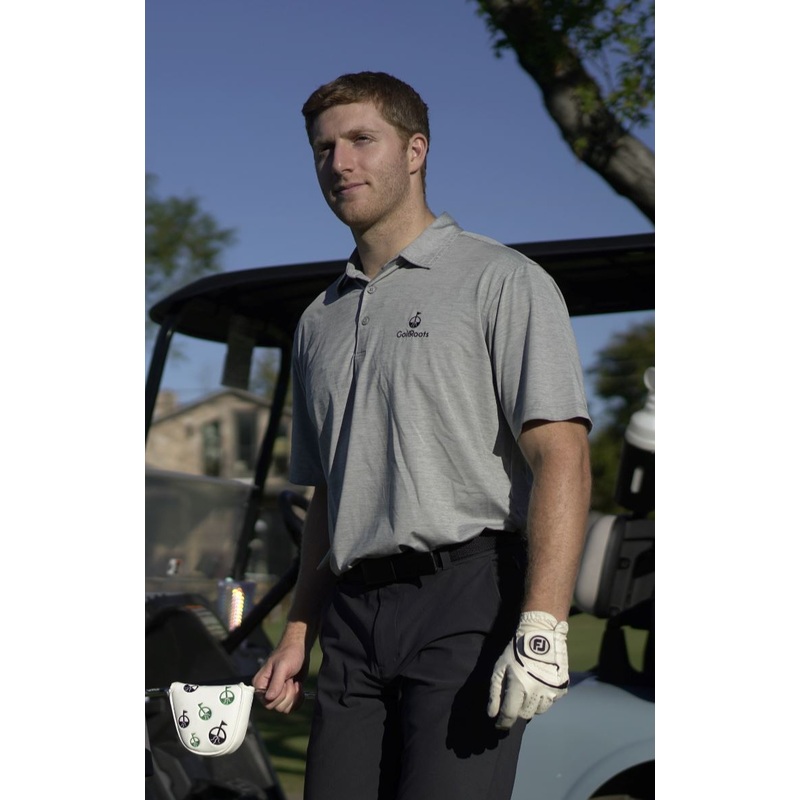 GolfRoots Heathered Polo Small Gray