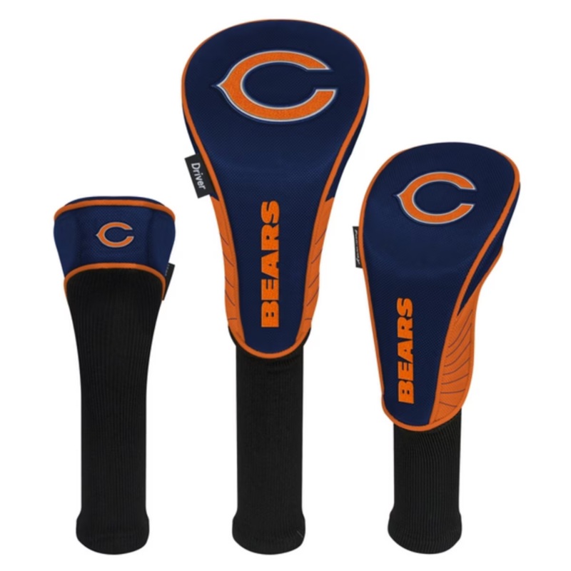 Chicago Bears 3-Headcover Set (Driver, Fairway, Hybrid) Navy/Orange