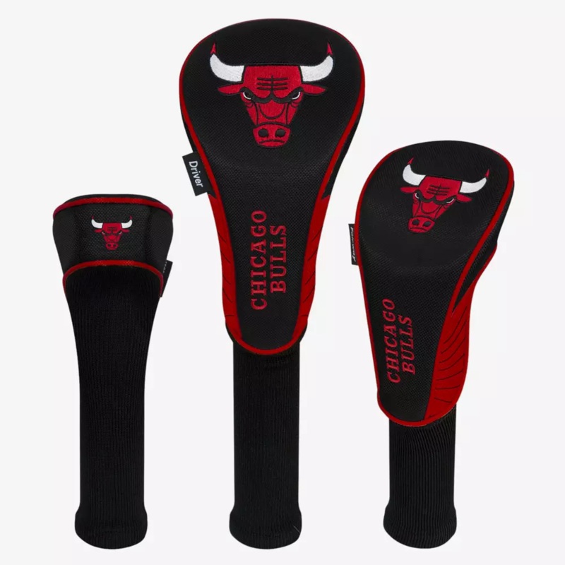 Chicago Bulls 3-Headcover Set (Driver, Fairway, Hybrid) Red/Black