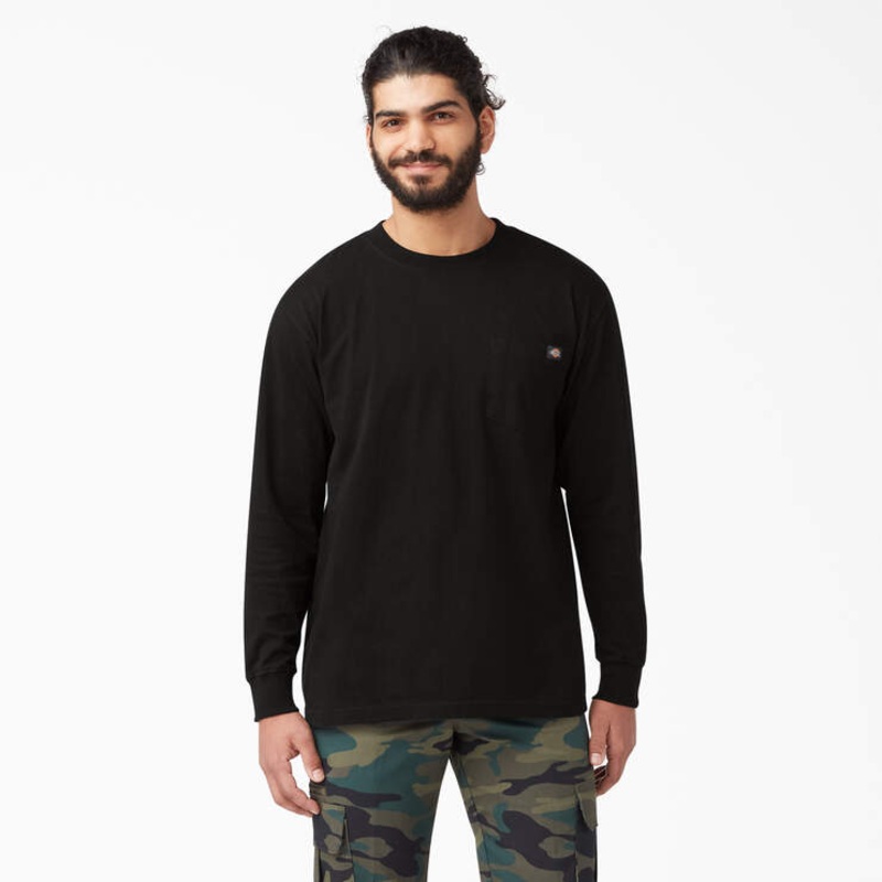 Dickies Men’s Heavyweight Long Sleeve Pocket Tee Relaxed T-Shirt Black 3XL