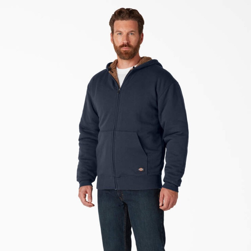 Dickies Men’s High Pile Fleece Lined Full Zip Hoodie Dark Heather Grey XL