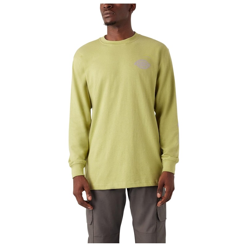Dickies Men’s Long Sleeve Logo Chest Graphic Tee Shirt Fern Heather S