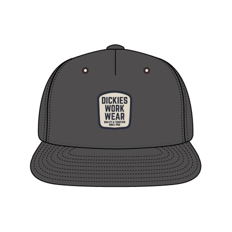 Dickies Men’s Mid Crown Flat Bill Patch Hat Black OSFA